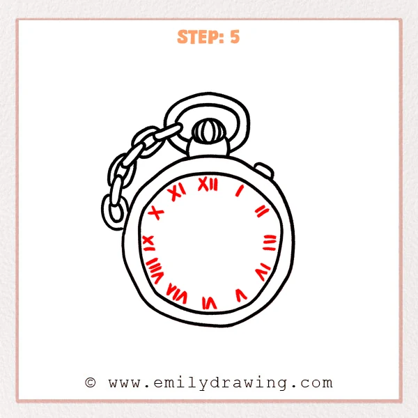 how to draw a pocket watch - Step 5